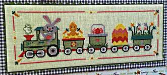 Click/tap for more details of Easter Train (cross stitch) by Anabella's