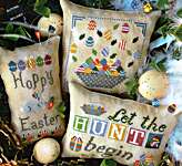 Click/tap for more details of Easter Trio 2022 (cross stitch) by puntiniputini