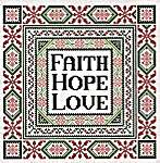 Click for more details of Faith Hope Love (cross stitch) by Happiness is Heart Made