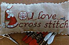 Click for more details of I Love Cross Stitch Pillow (cross stitch) by Serenita di Campagna