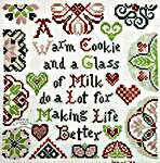 Click for more details of Milk and a Warm Cookie (cross stitch) by Tempting Tangles Designs