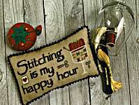 Click for more details of Stitching Is My Happy Hour (cross stitch) by Needle Bling Designs