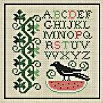 Click for more details of Summer Crow And Watermelon (cross stitch) by Happiness is Heart Made