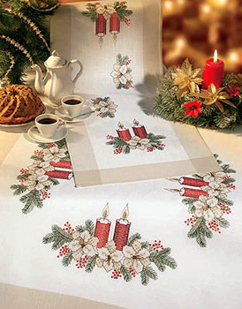 runner Rose  Rico christmas  Table Candles Christmas  and embroidery by embroidery Runner kit  kit table