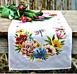 Click for more details of Colourful Flowers Table Runner (cross stitch) by Vervaco