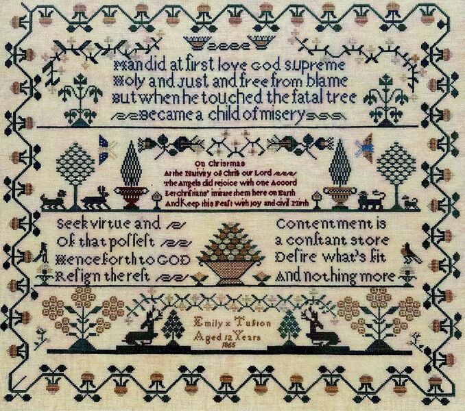 Emily Tufton 1865 English Sampler