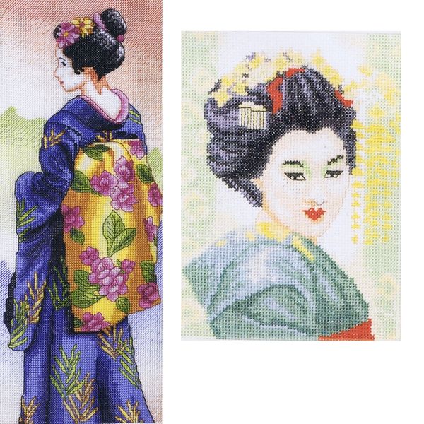 Japanese Lady And Geisha Small By Lanarte Cross Stitch Kit By Royal Paris