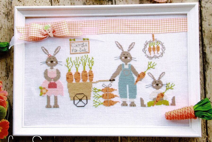 Carrots For Sale - cross stitch pattern by Madame Chantilly