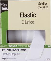 1" Fold Over Elastic, White