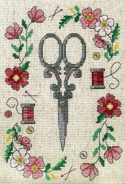 Scissors With Flowers