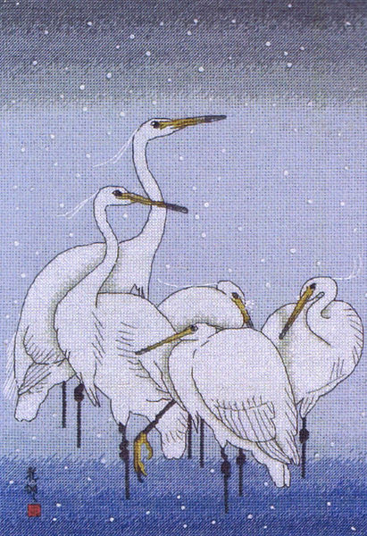 Herons in Snow