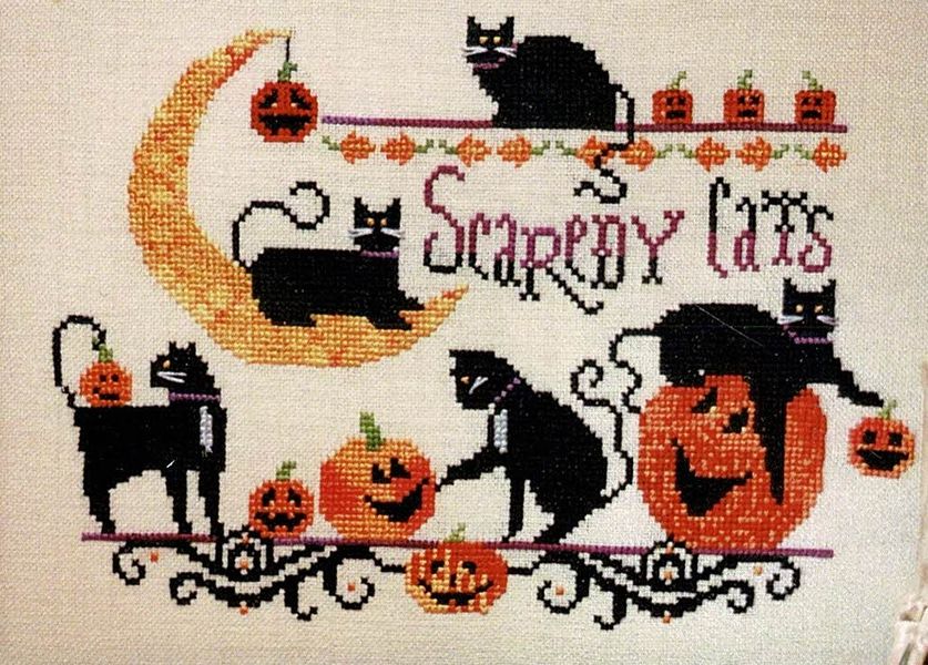 Scaredy Cats - cross stitch pattern by Kit & Bixby (variant 19-2145)