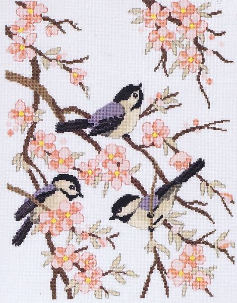 Chickadees and Apple Blossom