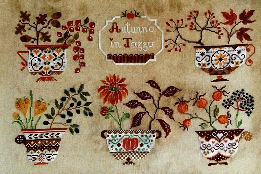 Autunno In Tazza Autumn In Teacups Cross Stitch Pattern By Cuore E Batticuore