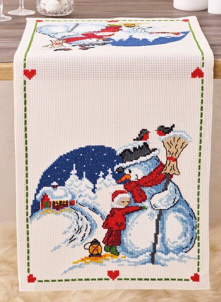 Snowman gets a Hug Table Runner