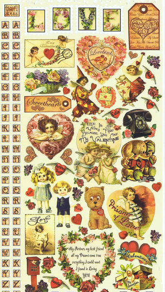 Valentine Love Heartwarming Vintage Stickers