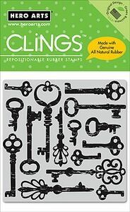 Antique Keys Unmounted Cling Rubber Stamp