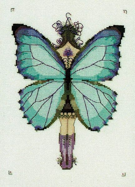 Miss Aurora Morpho - cross stitch pattern by Nora Corbett