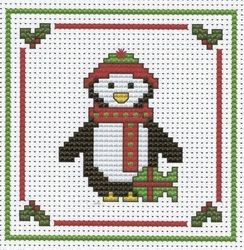 Christmas Penguin Card - cross stitch kit by Fat Cat Cross Stitch