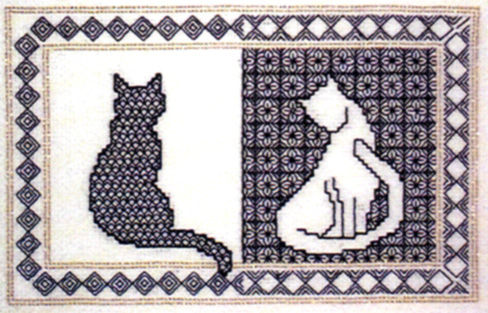 Blackwork Cats - blackwork pattern by Classic Embroidery