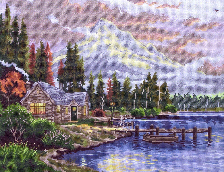 Lakeside Hideaway - cross stitch kit by Thomas Kinkade