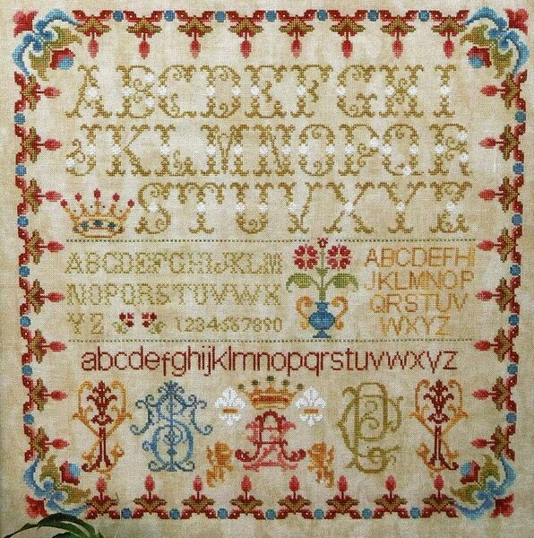 Alphabet Sampler Cross Stitch Pattern By Twin Peak Primitives Variant 22 1198 4707