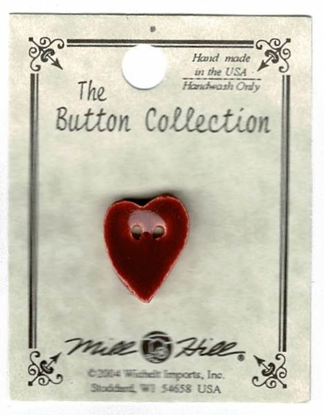 Burgundy Folk Heart Button - beads and treasures by Mill Hill