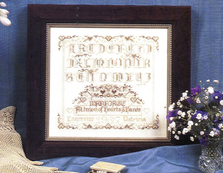 Hearts and Hands Sampler - cross stitch pattern by Pat Rogers