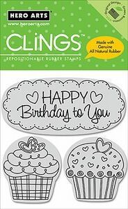 Happy Birthday Cupcakes Unmounted Cling Rubber Stamp