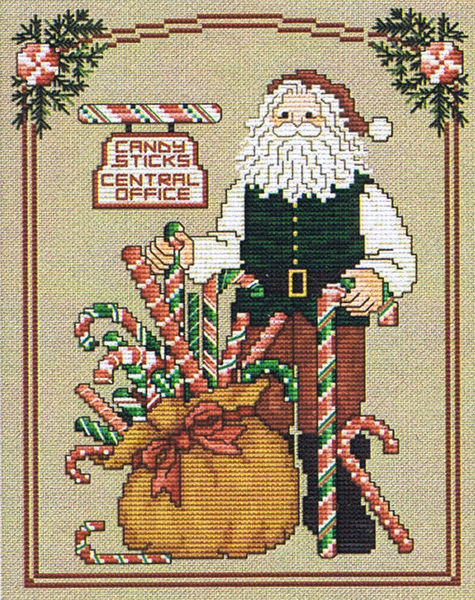 Candy Stick Santa - cross stitch pattern by Sue Hillis Designs (variant ...