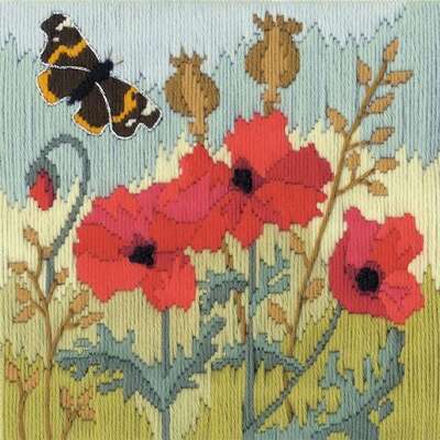 Red Poppies - long-stitch kit by Rose Swalwell